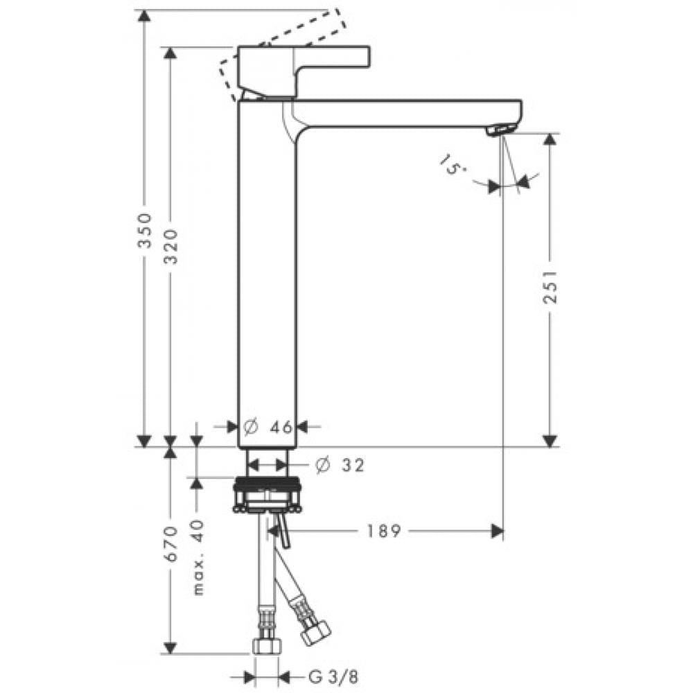 Смеситель для раковины hansgrohe Metris S Highriser 31023000 без сливного набора хром