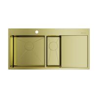 Кухонная мойка Omoikiri Akisame 100-2-LG-L нержавеющая сталь/светлое золото 4973089