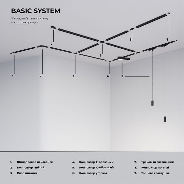 Соединитель угловой L-образный для треков встраиваемых Elektrostandard Basic System 85012/00