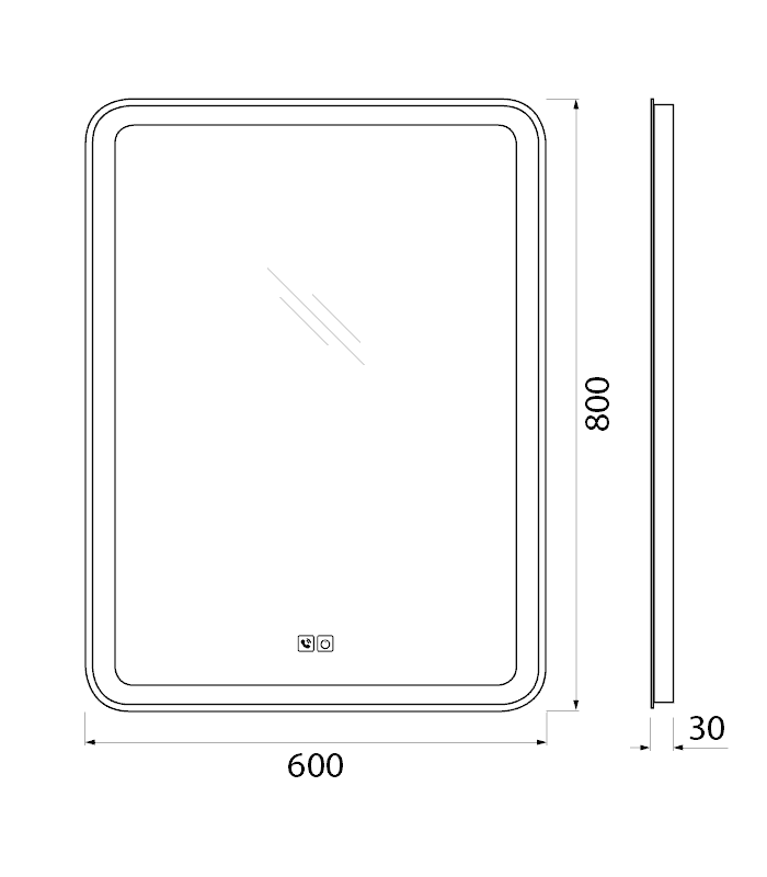 Зеркало BelBagno SPC-MAR-600-800-LED-TCH-PHONE