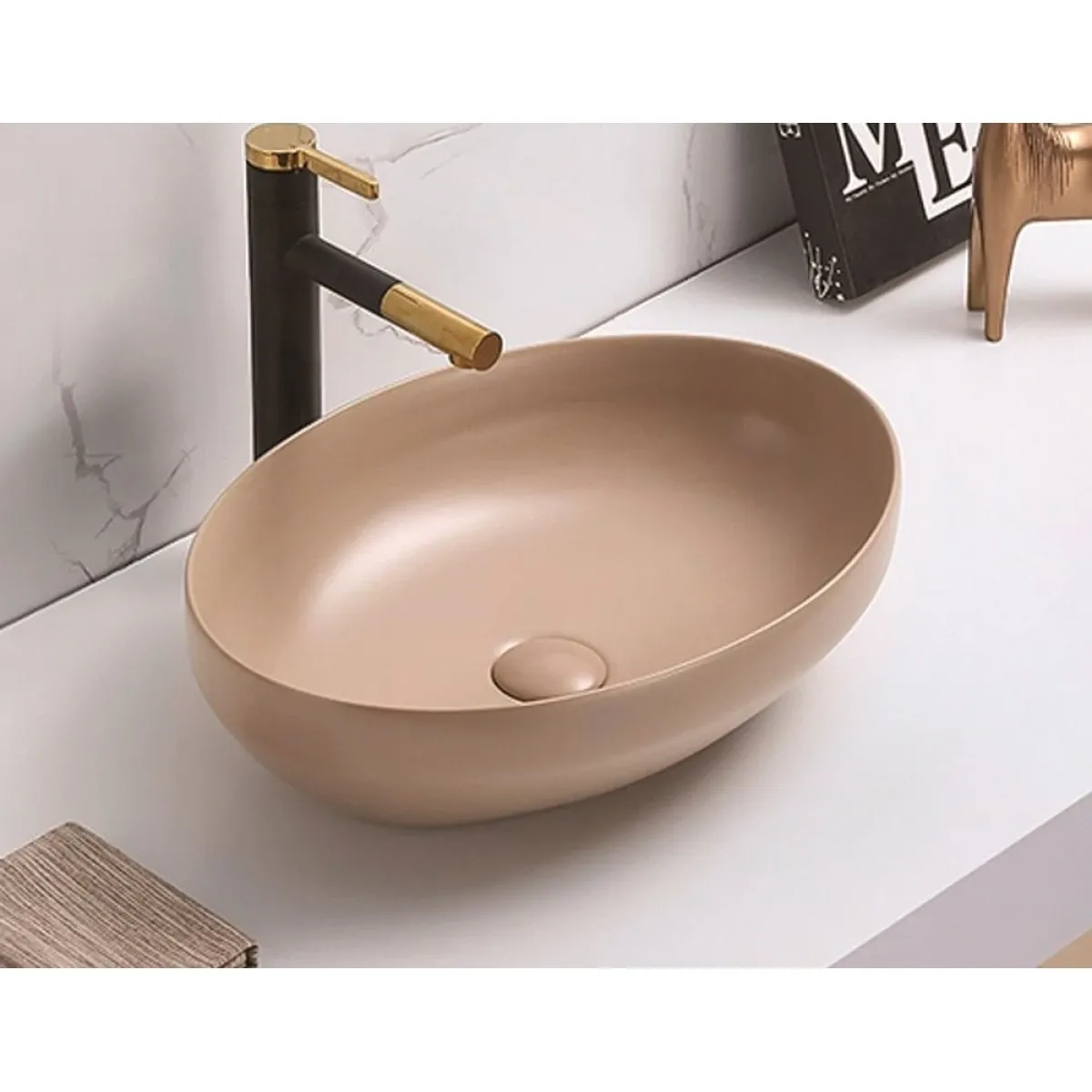 Раковина-чаша CeramaLux 78590MC 50,2x36,3 см, накладная, капучино матовый