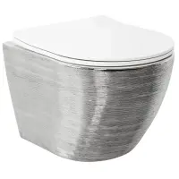 Унитаз подвесной Grossman GR-4455SWS безободковый, с сиденьем микролифт, белый/серебряный