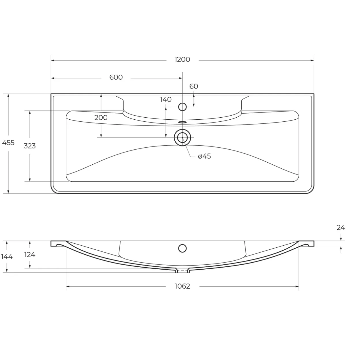 Раковина 120x45,5 см BelBagno Albano BB1200/455-LV-MR-ALR