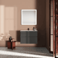 Тумба с раковиной Burgbad Accura 82 SGVJ081 F6044 C0001 антрацит матовый