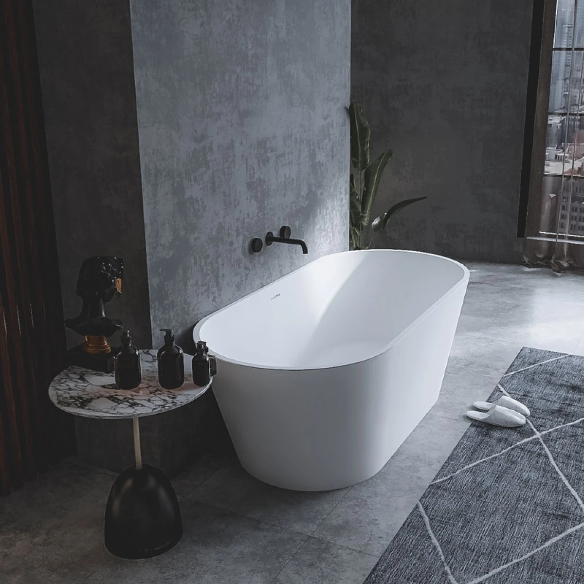 Ванна из литьевого мрамора Cezares Comfort Solid Surface CZR-COMFORT-170-75-53-SSB 170x75 см, отдельностоящая, белый матовый