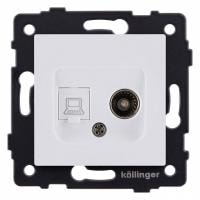 ТВ-розетка и розетка Ethernet RJ-45 без рамки Kollinger  REA-021WM