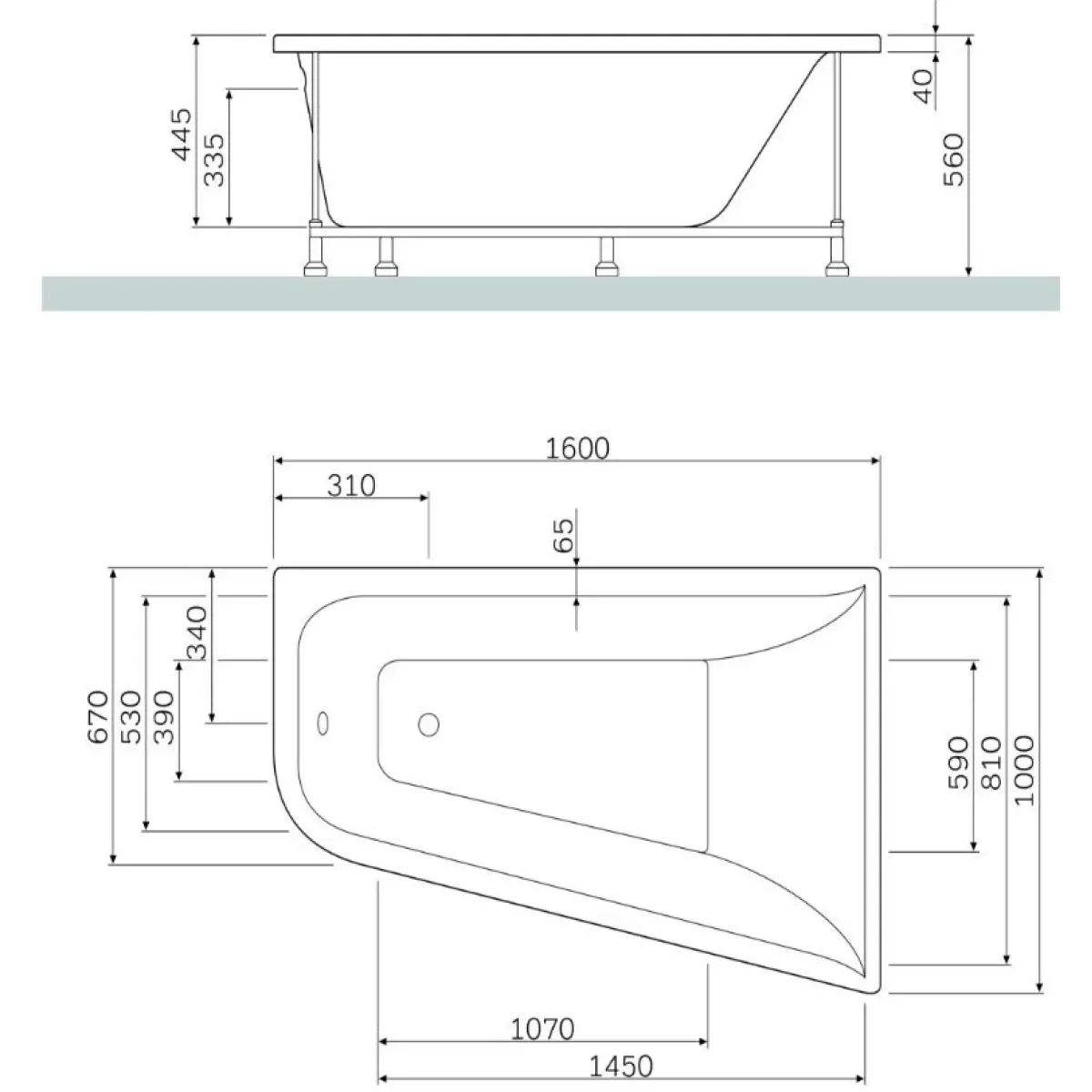Панель фронтальная 160 см R Am.Pm Spirit W72A-160R100W-P2