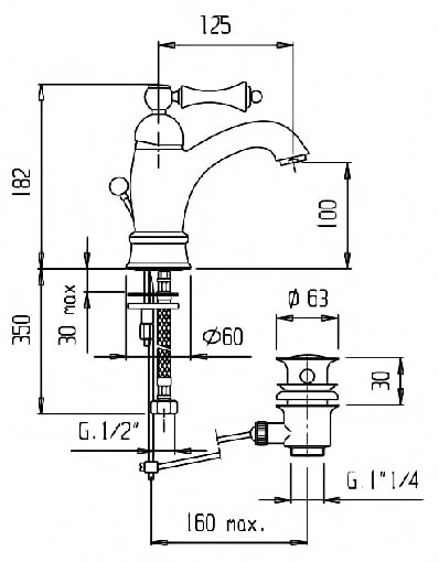 Смеситель для раковины Cezares Margot MARGOT-LSM1-A-01-Bi