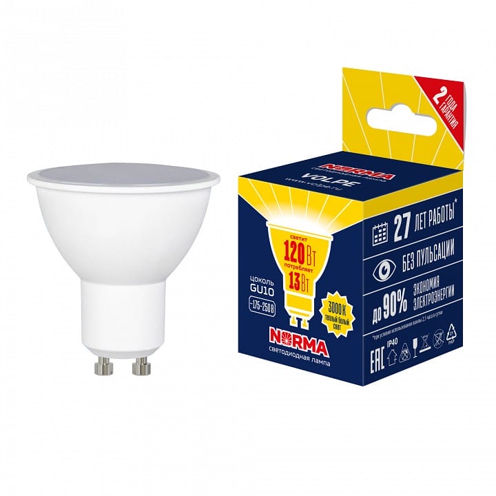 Лампа светодиодная Volpe LED-JCDR GU10 13Вт 3000K UL-00011007