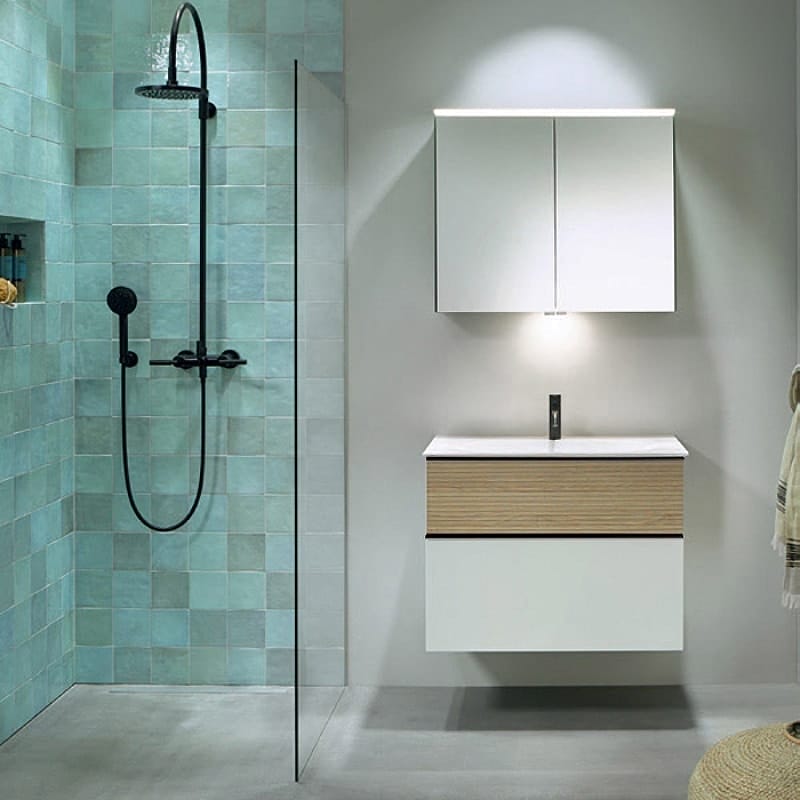 Тумба с раковиной Burgbad Fiumo 80 SFXN082F3956FOT45G0200C0001*1 белый матовый/кашемировый дуб