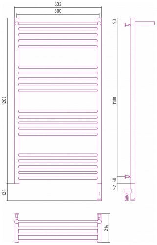 Электрический полотенцесушитель Сунержа Богема 3.0 с 1 полкой 1200х600 00-5807-1260