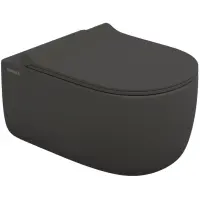 Унитаз подвесной Berges Ego XL 083218 безободковый, с сиденьем микролифт, антрацит матовый