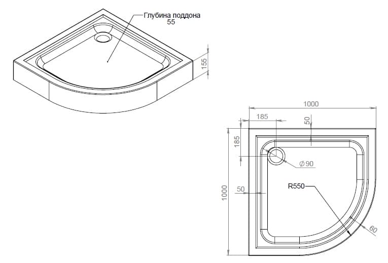 Душевой поддон AM.PM Gem 100х100 (W90T-401-100W)
