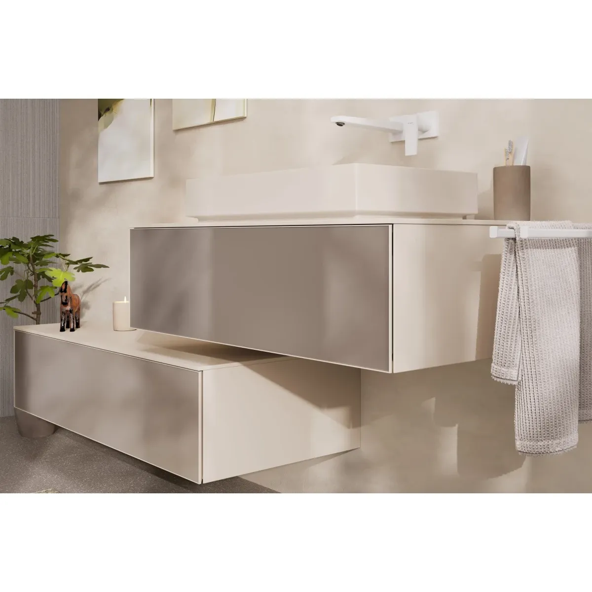 Раковина-чаша Hansgrohe Xuniva Evo E 60326780 65x40 см, накладная, бежевый матовый