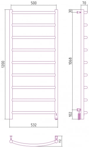 Электрический полотенцесушитель Сунержа Галант 4.0 1200х500 31-0831-1250 матовый черный