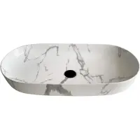 Раковина-чаша CeramaLux 350 81x41 см, накладная, белый мрамор