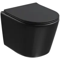 Унитаз подвесной Grossman GR-4477BMSQ безободковый, торнадо, с сиденьем микролифт, черный матовый