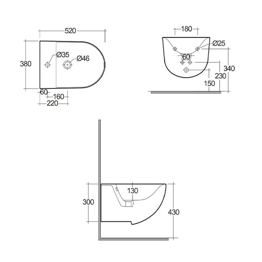 Подвесное биде Kludi Resa D 24BIW0143