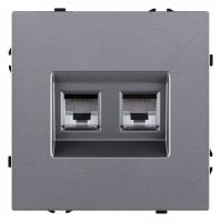 Розетка двойная Ethernet RJ-45 и со шторками, без рамки Kollinger Eclipse EC-018GY