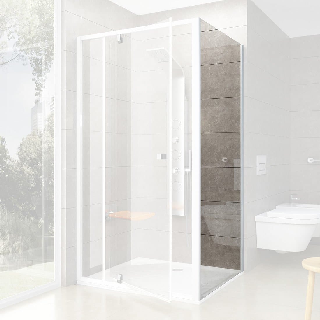 Душевая стенка Ravak Pivot PPS-90 90G70100Z1 белая+Transparent