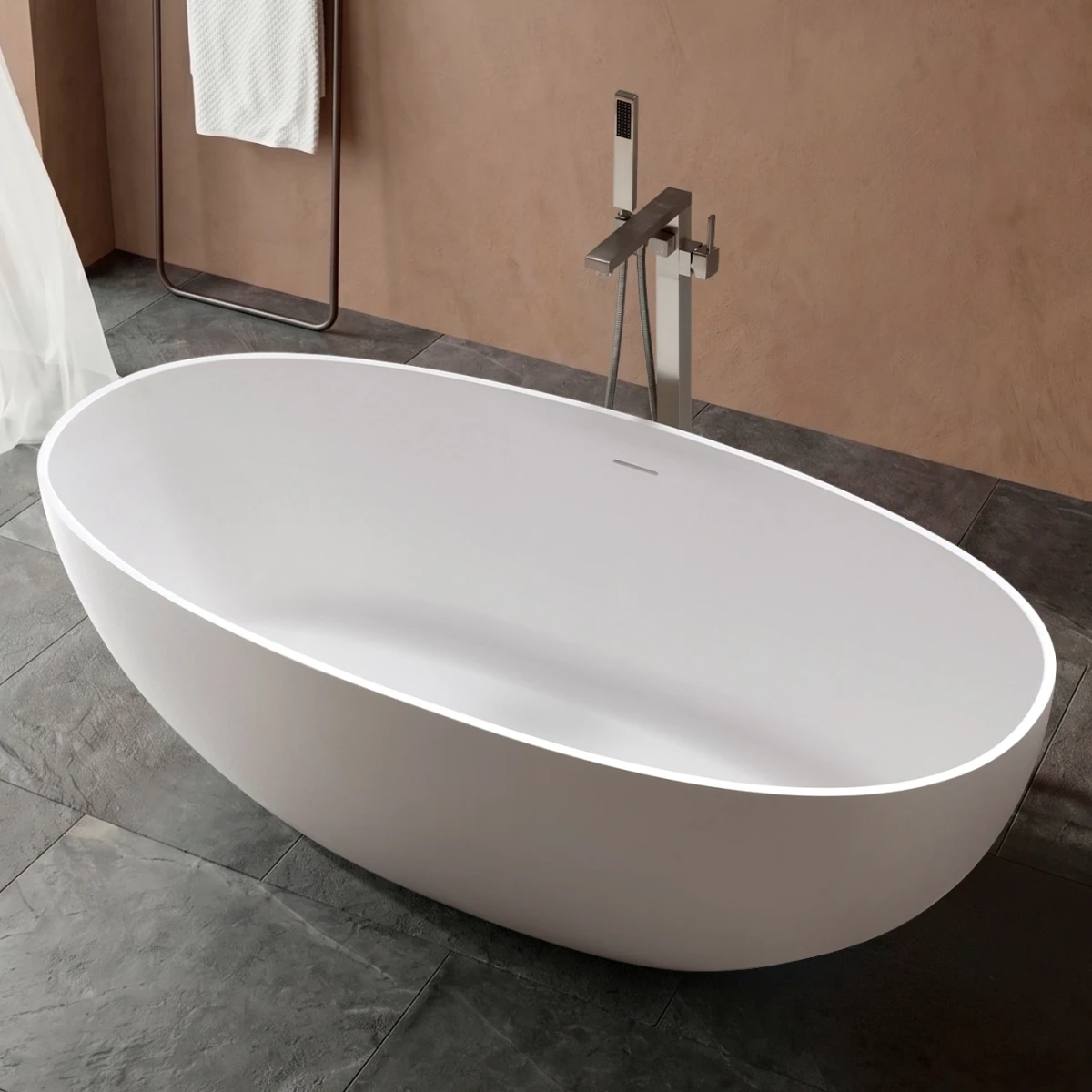 Ванна из литьевого мрамора Vincea Solid Surface VBT-4S06-1800MW 180x80 см, отдельностоящая, белый матовый