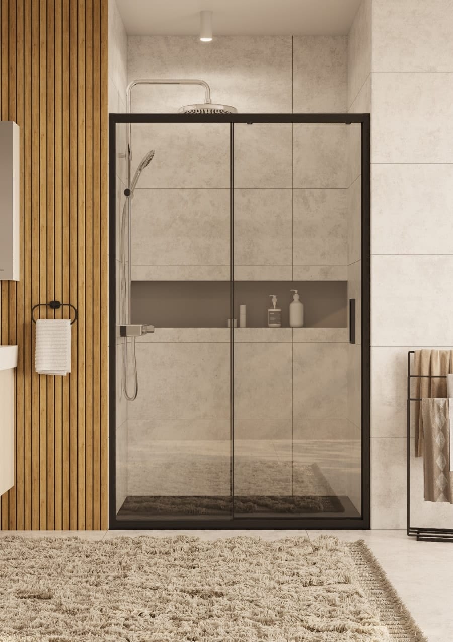 Боковая стенка для душевого уголка Roca Leon 70х195 ZRU9307674 черный стекло прозрачное