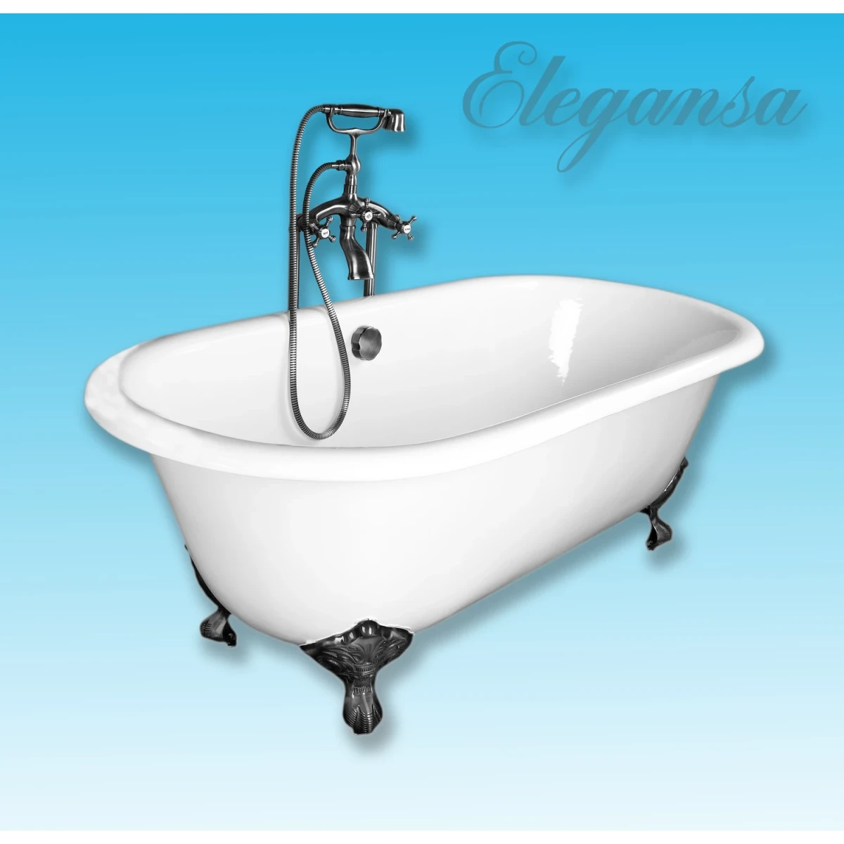 Ванна чугунная Elegansa Gretta Chrome Н0000361 167,6x76,5 см, отдельностоящая, белый