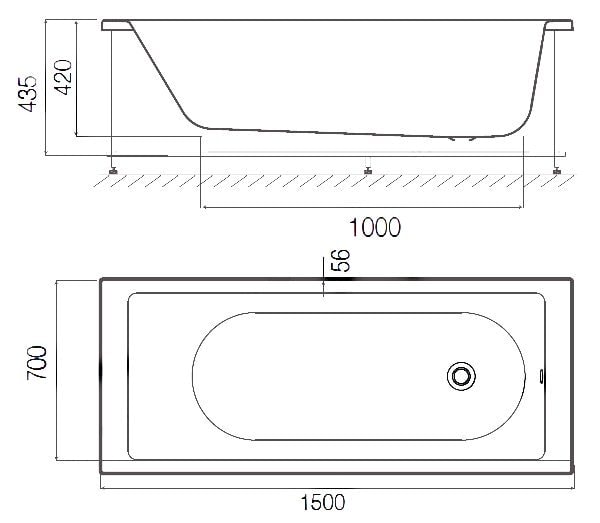 Акриловая ванна AM.PM Sense 150x70 W75A-150-070W-A
