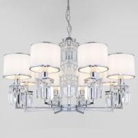 Подвесная люстра Eurosvet Zaffiro 10099/8 хром/прозрачный хрусталь Strotskis (новый абажур)