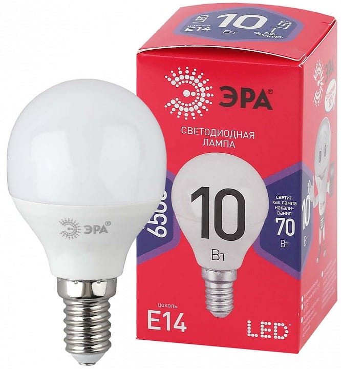 Лампа светодиодная Эра  E14 10Вт 6500K LED P45-10W-865-E14 R