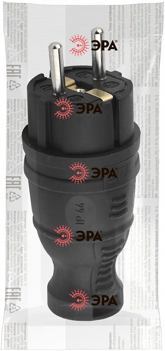 Вилка прямая с заземлением Эра  V8-B-IP44