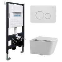 Комплект унитаза с инсталляцией Abber Rechteck AC1201-AC0105-AC0121MW с белой матовой клавишей