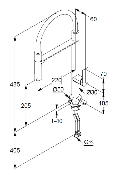 Смеситель для кухни Kludi Qord 568596675 глубокий черный матовый