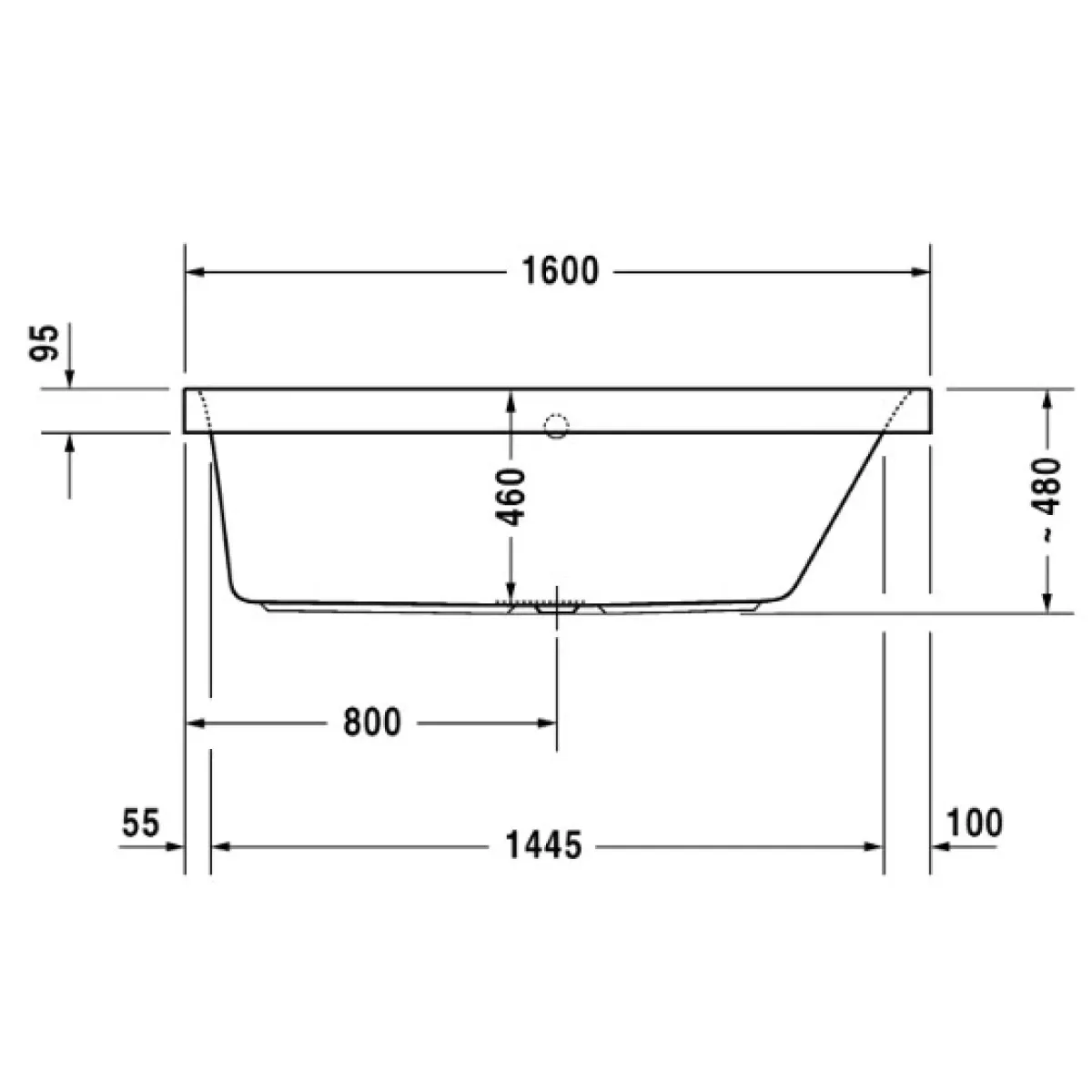 Акриловая ванна 160x70 см R Duravit Happy D.2 700309000000000