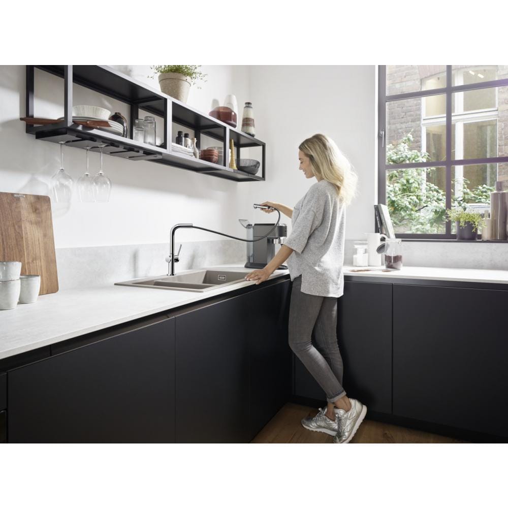 Смеситель для кухни hansgrohe Talis M54 270 1jet 72808800 с вытяжным изливом сталь