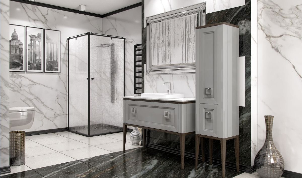 Тумба с раковиной Bagno Piu Tribeca 120 матовый цемент/темное дерево