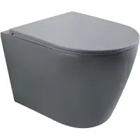 Унитаз подвесной Veconi Ando VAN-48TGR безободковый, торнадо, с сиденьем микролифт, серый матовый