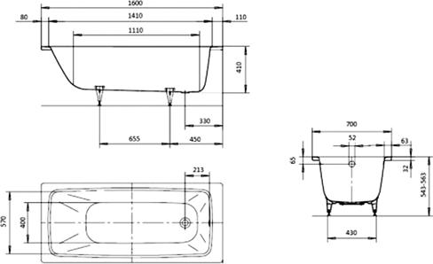 Стальная ванна Kaldewei Advantage 160x70 mod. 748 274800013001