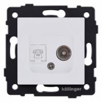 Розетка двойная RJ-11 и Ethernet RJ-45, без рамки Kollinger  REA-013WM