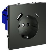 Розетка с заземлением и со шторкой и 2хUSB type A и C без рамки Voltum S70 VLS040506