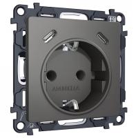 Розетка с заземлением и 2хUSB type C, без рамки Ambrella Volt ALFA MA660510