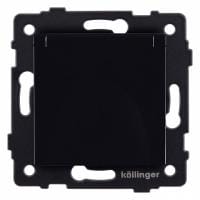 Розетка с заземлением с крышкой, без рамки Kollinger  REA-006BK