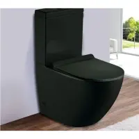 Унитаз-компакт CeramaLux 2166-1MB безободковый, с сиденьем микролифт, черный матовый