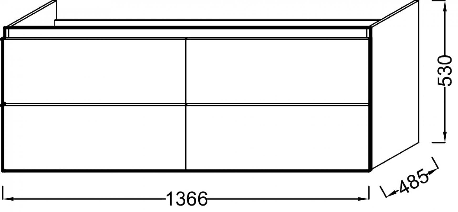 Тумба под раковину 136 см Jacob Delafon Odeon Up EB997-G1C белый блестящий лак