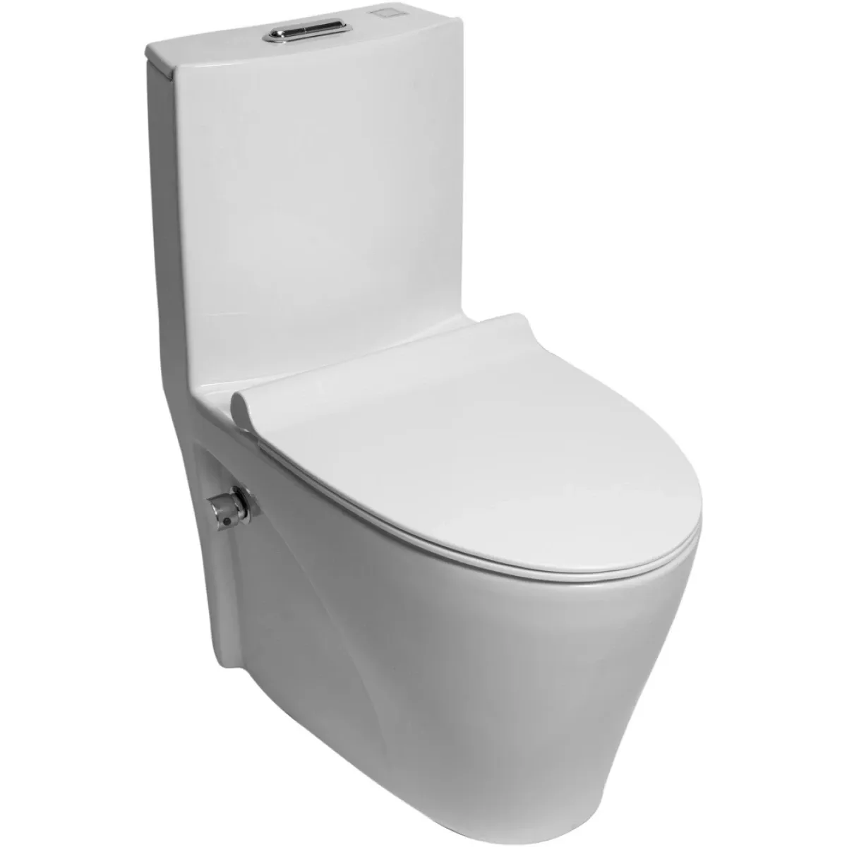Унитаз-компакт SantiLine SL-5012SM-BD безободковый, с функцией биде, с сиденьем микролифт, белый