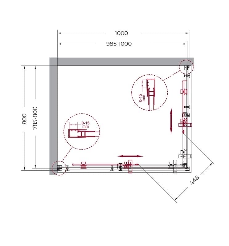 Душевой уголок BelBagno Marino MARINO-AH-2-100/80-C-CR