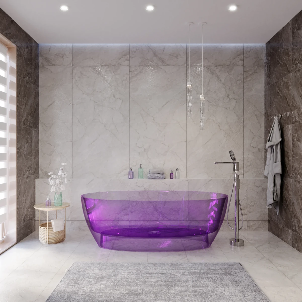 Ванна из полиэфирной смолы Cezares Relax CZR-RELAX2.0-170-79-57-AMT-PFB 168,5x80,5 см, отдельностоящая, аметист