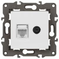 ТВ-розетка и розетка Ethernet RJ-45 без рамки Эра Эра Elegance 14-3110-01М