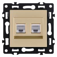 Розетка двойная Ethernet RJ-45 и со шторками, без рамки Kollinger Asthetik AS-018GD