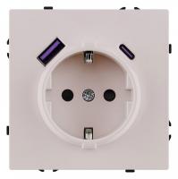 Розетка с заземлением и со шторкой и 2хUSB type A и C, без рамки Kollinger Eclipse EC-016CM